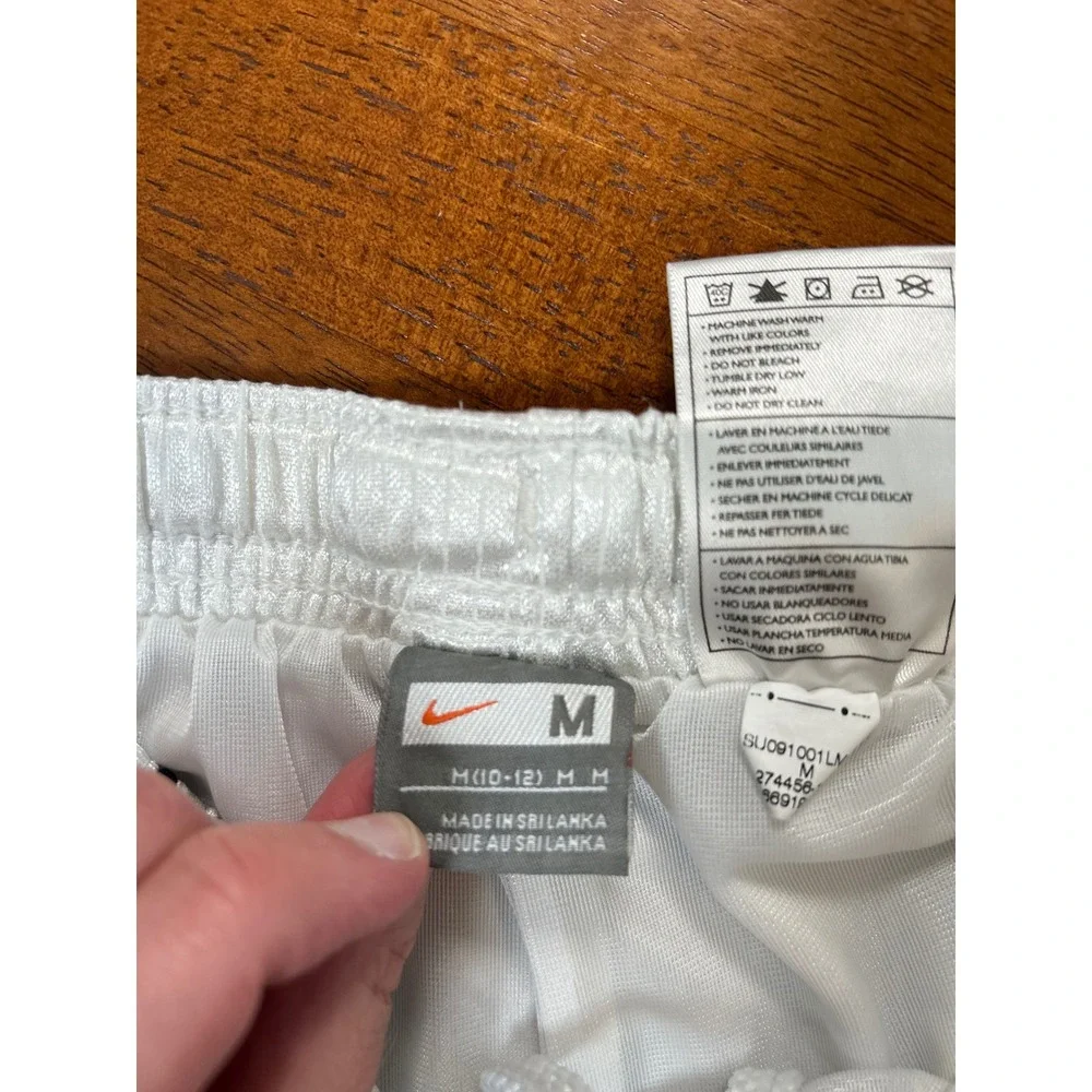 Vintage Nike Basketball Shorts Boys Medium White Shiny Shimmer Silky